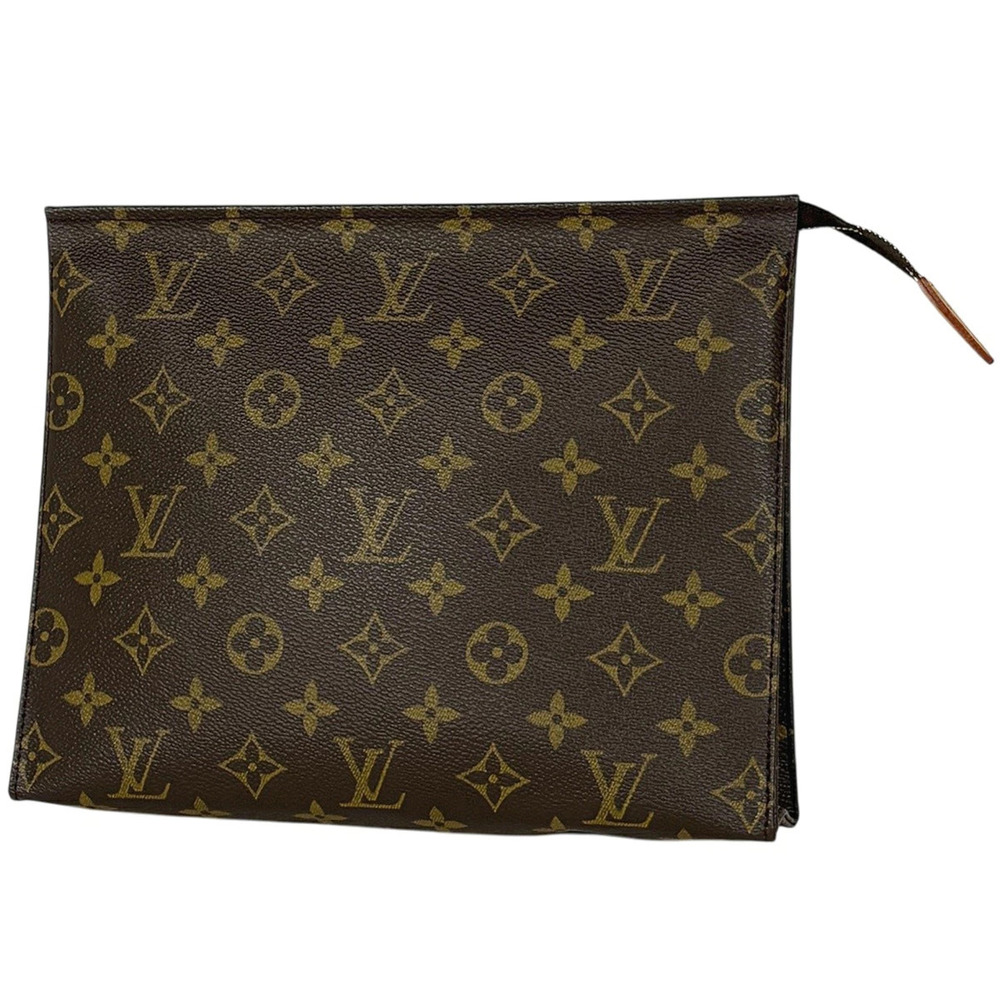 Louis Vuitton Pochette Toilette Clutch Bag Cosmetic Pouch Clutch Monogram Brown